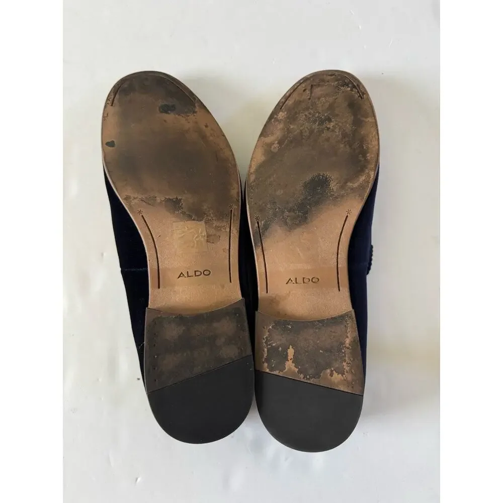 Aldo Mens Blue Velvet Slippers Smoking Shoes Size 12 Slip On Loafers